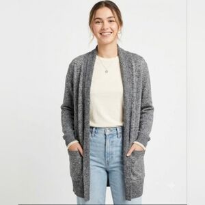 ✨️ Roots Canada Salt & Pepper Open-Front Longline Cardigan Sweater | size XL 🍁
